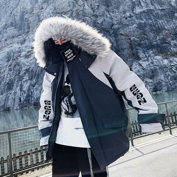 

privathinker men's winter new casual parkas oversize warm hooded clothing thicken zipper printed male hip hop parka 201023, Black