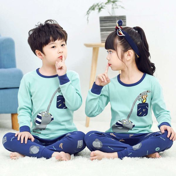 

children's girls' cloth, autumn trousers, sweater, underwear set, all cotton pajamas744y, Blue;red