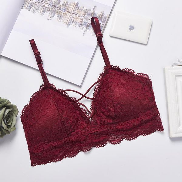 

fashion new comfortable lace floral bras for women push up bralette lingerie brassiere female underwear intimates1, Red;black