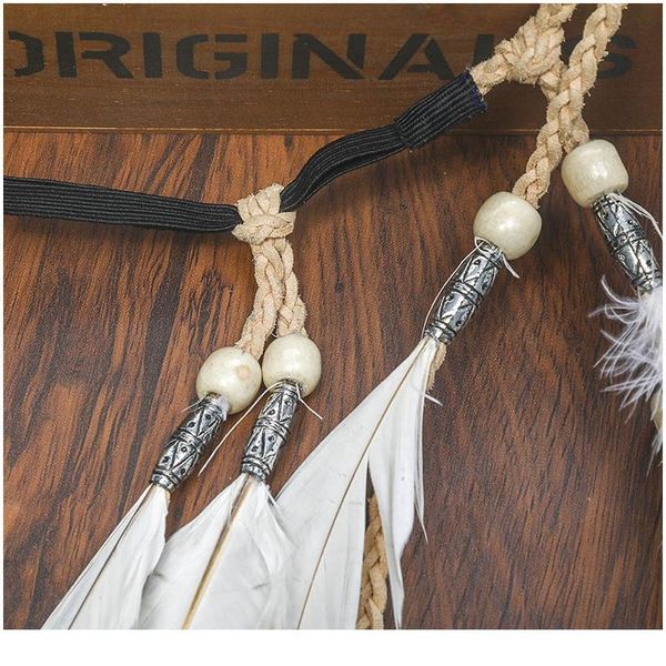 

haimeikang 2019 feather headband ladies headwear boho white feather beads handmade holiday hair band hair acc qylwtn
