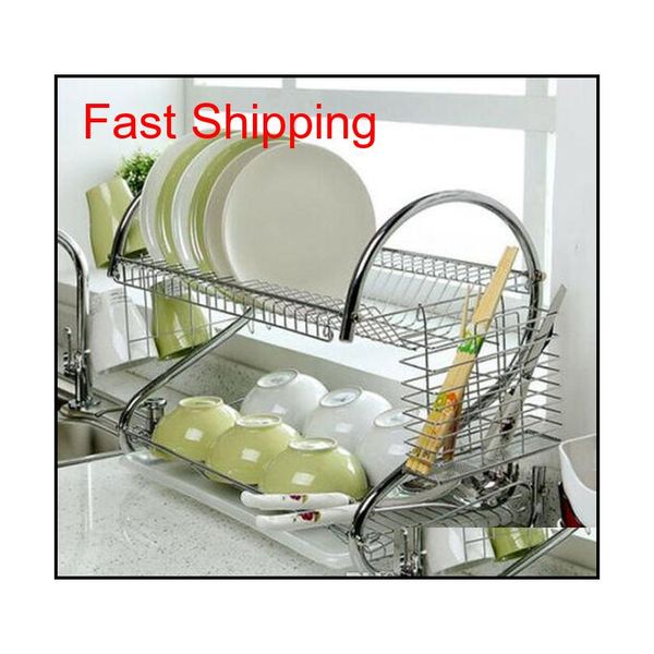 

2-tier multi-function stainless steel dish drying rack,cup qylcrx bde_luck