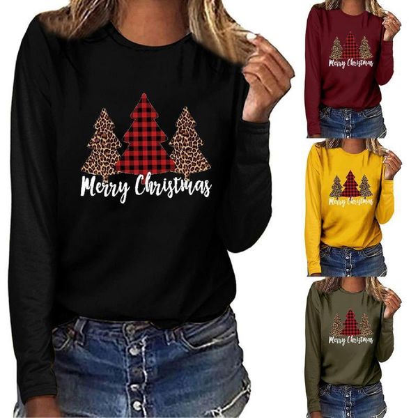 

women christmas casual long sleeve o-neck sweatshirt pullover blouse1, Black