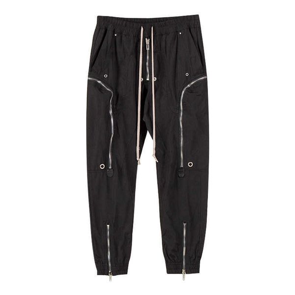 

men's pants new ro series catwalk multi zipper locomotive men's casual calf, Black