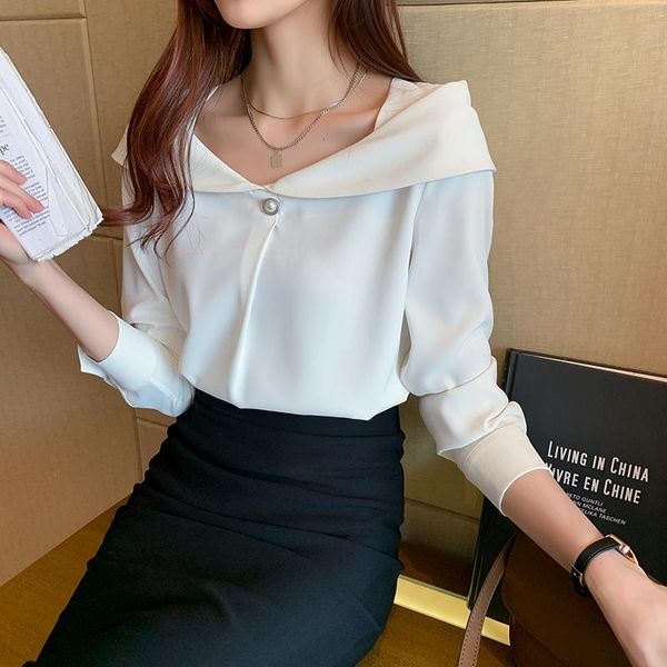 

coigarsam chiffon blouse women spring blusas womens and blouses white black a1156