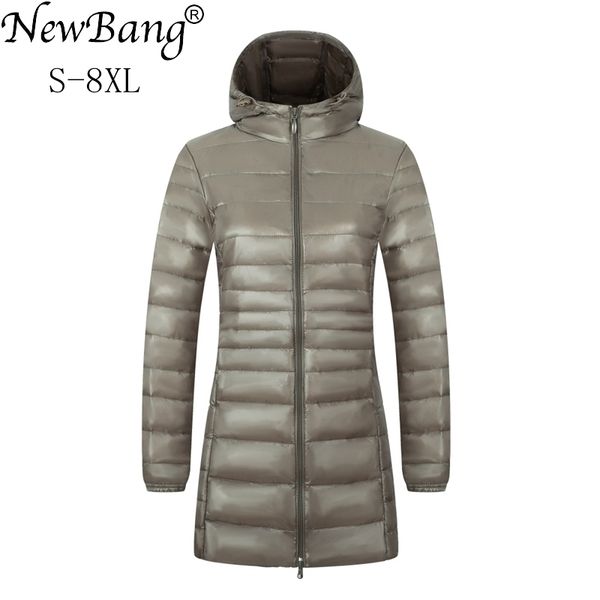

newbang 6xl 7xl 8xl women's jacket large size long ultra light down jacket women winter warm windproof lieghtweight down coat 201120, Black