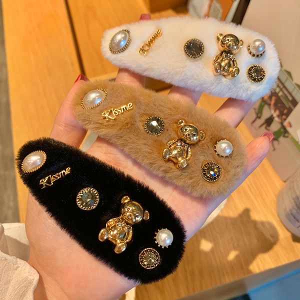 

hairpin korean side women's net red chaoxian large bb clip cute bear with diamond hair accessories