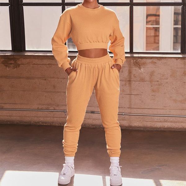 

sport set women yoga set long sleeve crop elastic waist pants workout clothes for women sport tracksuit winter home clothes, White;red
