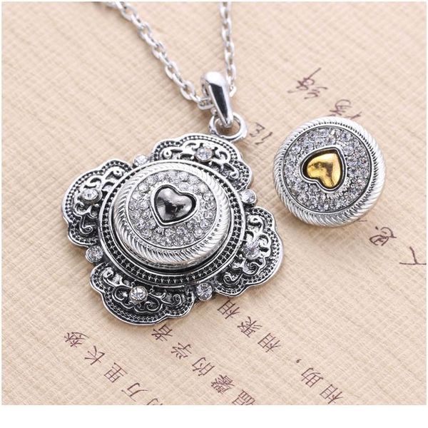 

boom life fashion snap buttons jewelry pendant necklace with charm chain necklace fit 18/20mm snaps necklace jewel jlleql, Silver