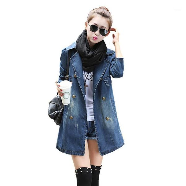 

missky new women trench coat for women autumn winter loose large size medium long casual denim coat female 1, Tan;black