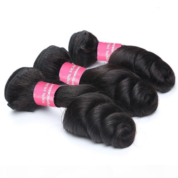 

peruvian virgin hair loose wave 100% unprocessed peruvian human hair extensions loose wave gaga queen hair, Black
