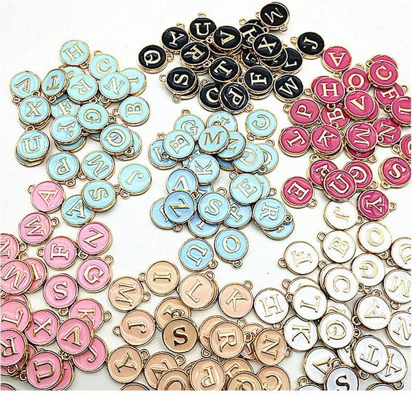 

new 12*14mm a-z letter charms enamel charms alphabet initial letter handmade pendant for diy bracelet jewelry making w jllcli