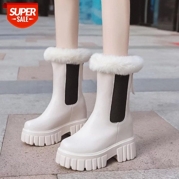 

lucyever warm faux fur winter shoes women 2020 womens hidden heels chunky platform ankle boots waterproof wedges shoes woman #pq2s, Black