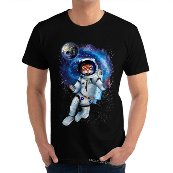 

leisurefunny astronaut cat & tees funny round collar pure t-shirt custom male t shirt sport hooded sweatshirt hoodie