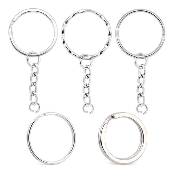 

rhodium plated metal keyring keychain round split ring key holder rings women men gift diy key chains accessories jewelr qylqmw