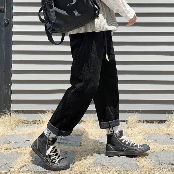 

2021 men's trousers new autumn legged pants youth male clothes octz, Black