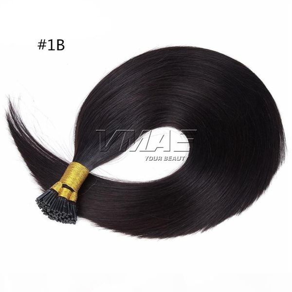 

indian malaysian 1g strand 100g natural color straight pre bonded keratin fusion i tip unprocessed human hair extensions, Black