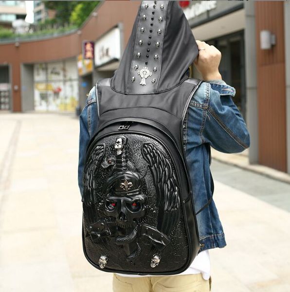 Frauen Männer 3D Wolf Kopf PU Leder Rucksack spezielle coole Umhängetaschen für Teenager-Mädchen Laptop Schultaschen