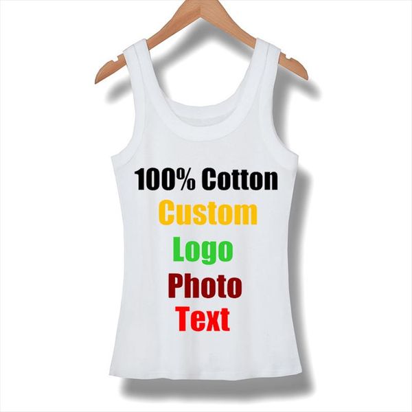 

custom sleeveless female women t shirt summer tanks cotton elastic girl tees slim shirts t shirt basic tshirt made logo, White