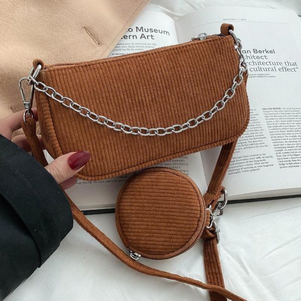 

shoulder bags corduroy crossbody for women 2021 ladies purses and handbags chain designer small armpit bag