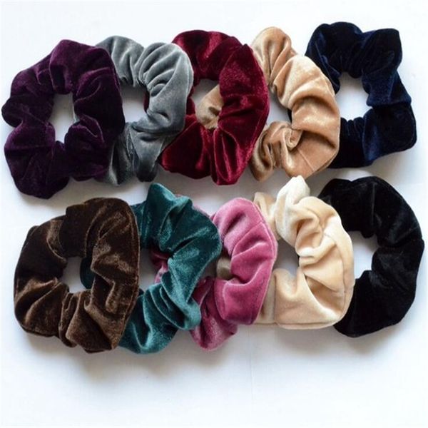

wholesale women elegant velvet solid elastic hair bands ponytail holder scrunchies tie hair rubber band headband lady hair accessories