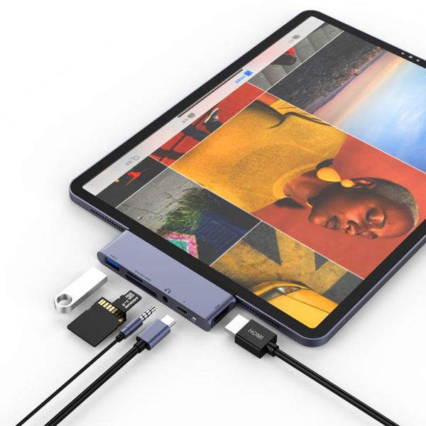 

гуанчжоу юрпин 6 в 1 usb c pd зарядки 4k hd-mi видео audio tf sd carder adapter usb c cub cub для ipad pro