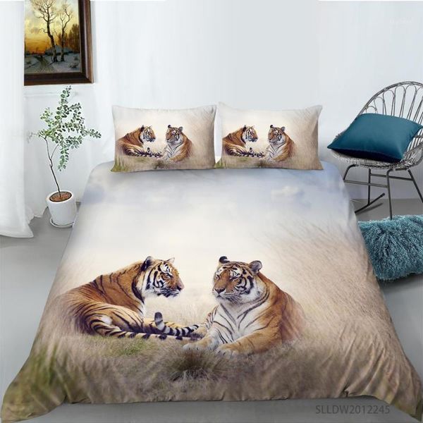 

fashion 3d tiger couple printing bed linen set bedding set bedclothes 2/3pcs with pillowcase home decor1