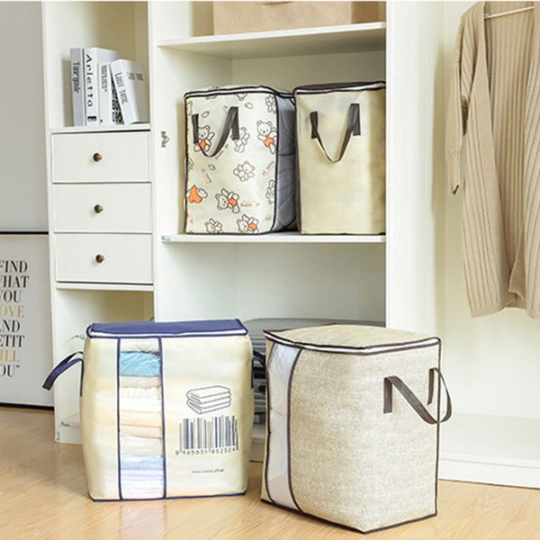 

thick non-woven dustproof clothes storage bag wardrobe organizer printing folding bag bedding pillow quilt organizer closet
