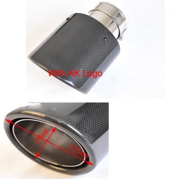 

1 pc oval slanted exhaust tip carbon fiber with ak logo exhaust tip car muffler pipe for car styling1