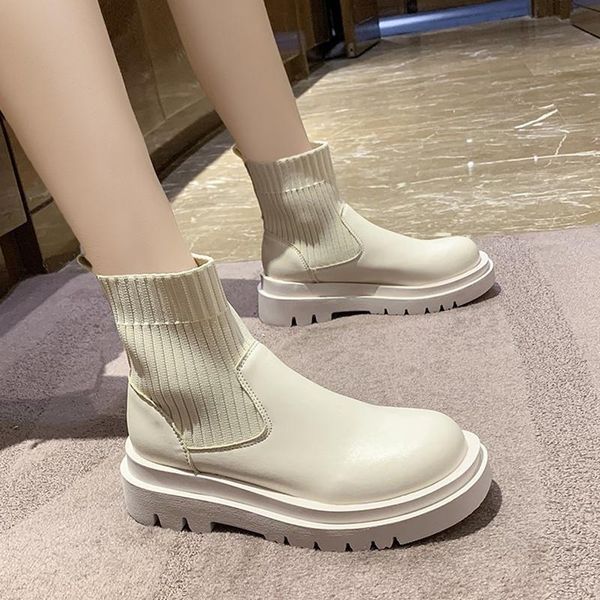 

boots ankle booties women female shoes round toe luxury designer flat heel boots-women clogs platform low ladies med, Black