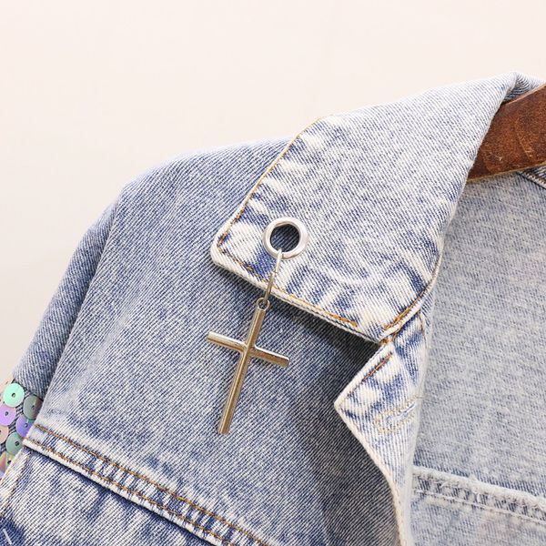 

blue embroidered jacket 2021 new autumn bling short sleeve sequins denim woman's casual fashion coat 9szo, Black;brown