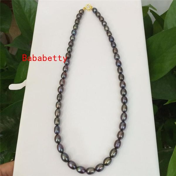 

new natural real пресной воды pearl черный 6-7мм 925 серебро застежка подарок женщины ожерелье, Silver