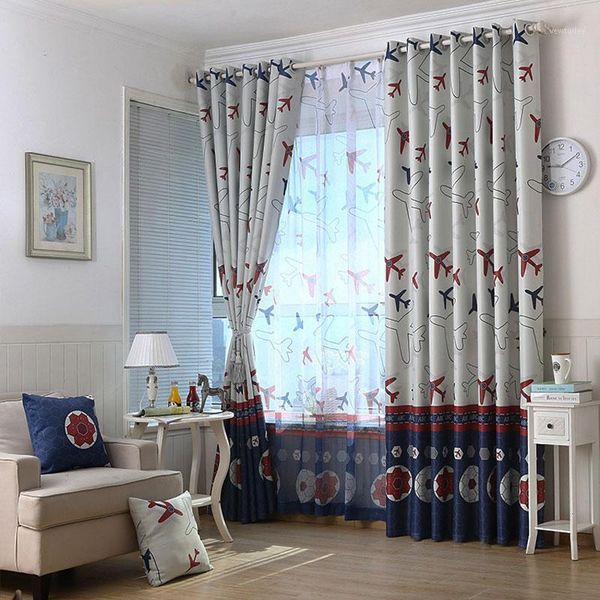 

curtain & drapes aircraft football curtains voile modern cartoon window yarn for kids room cloth tulle custom made1