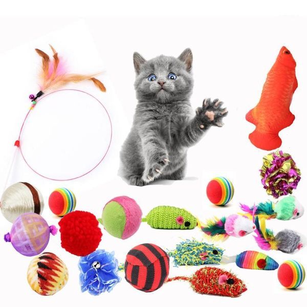 

cat toys 4pcs/lot colorful mouse interesting ball pet toy set ring paper plastic for dog kitten playing mice rat products1