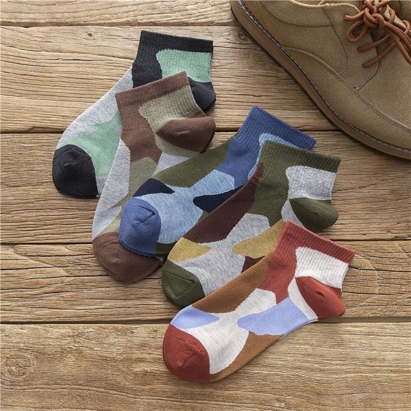 

js5gw summer new personality trend camouflage socks boat cotton deodorant sports men's low boat sockssocks and socksmen's q3jof, Black