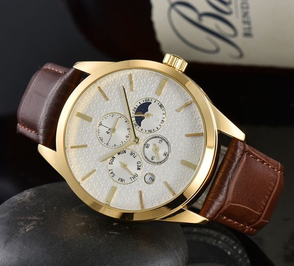 2021 nuovi orologi da uomo di lusso sette punti automatici orologio meccanico orologi da polso di design di alta qualità cinturino in pelle di marca superiore moda fase lunare funzione