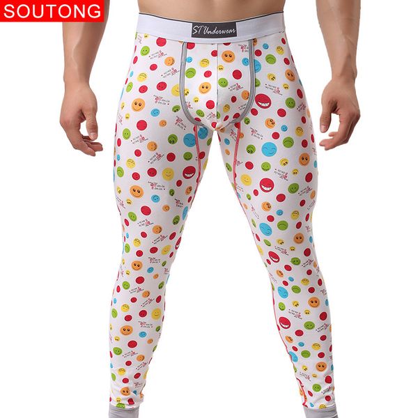 

soutong winter warm men long johns cotton printed thermal underwear men thermo underwear long johns men thermal pants lj201008, Black;white