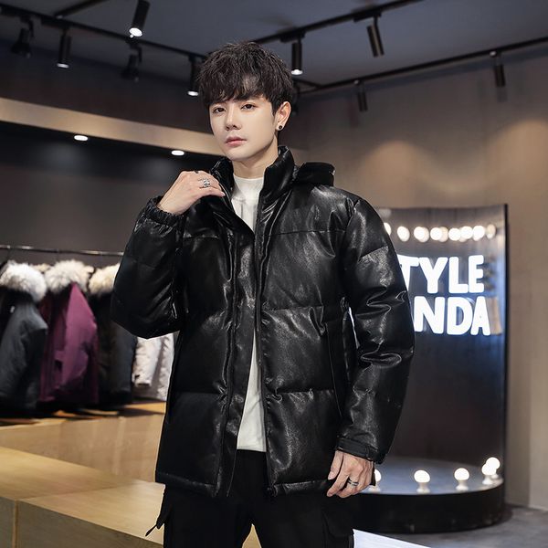 

2020 new jacket men's trend white duck down loose embroidered warm thickened winter coat, Black