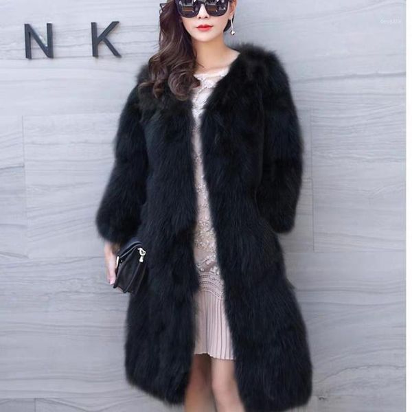 

tvvovvin women fur coat v-neck vintage plus size faux fur coats black white gray vintage casual long fake coats 2021 new d391