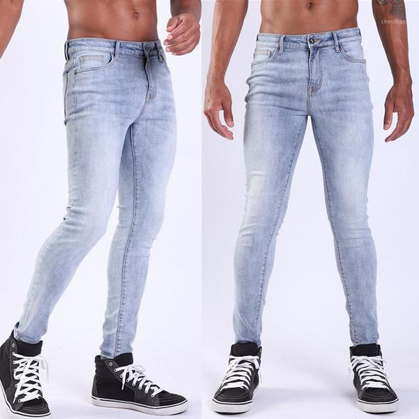 

men's jeans fashion men skinny slim fit pant casual long trouser1, Blue