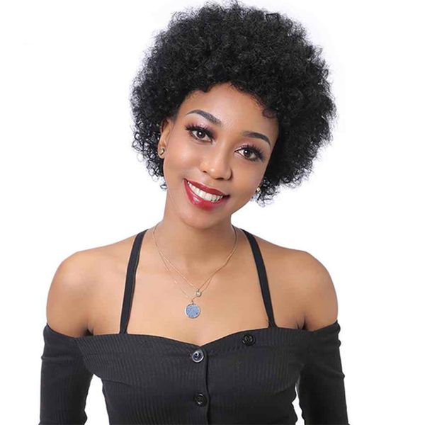 

short human hair wigs afro kinky curly wig for women brazilian virgin human hair natural color, Black;brown