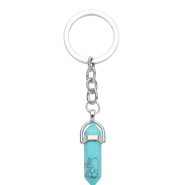 

new nature stone women/men's fashion key chains purple green opal blue red silver color key rings alloy charms gifts w jllvxs