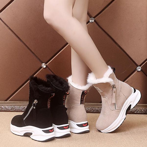 

35-40 snow boots женщины 2020 новый толстый зимний мартин сапоги короткие tube plus velvet тепло толстой подошве high-slip хлопок обувь, Black