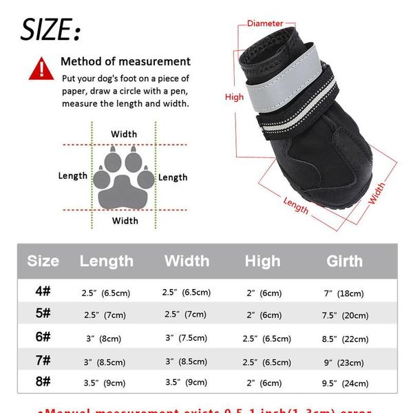 

4pcs/set pet dog shoes reflective waterproof dog boots warm snow rain pets booties anti-slip socks footwear for medium l jllxpl