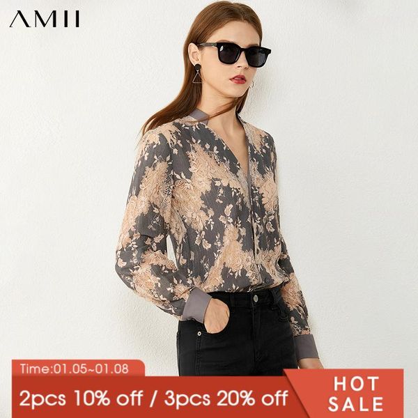 

amii minimalism spring autumn fashion vneck lace hollow women shirt causal olstyle full sleeve women's blouse 12040699, White