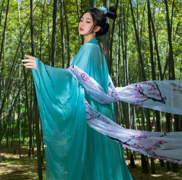 Costume fotografico tradizionale HanFu con gonna Ru lunga al seno della dinastia Tang, costume da esibizione di danza antica delle fate da donna della dinastia Tang