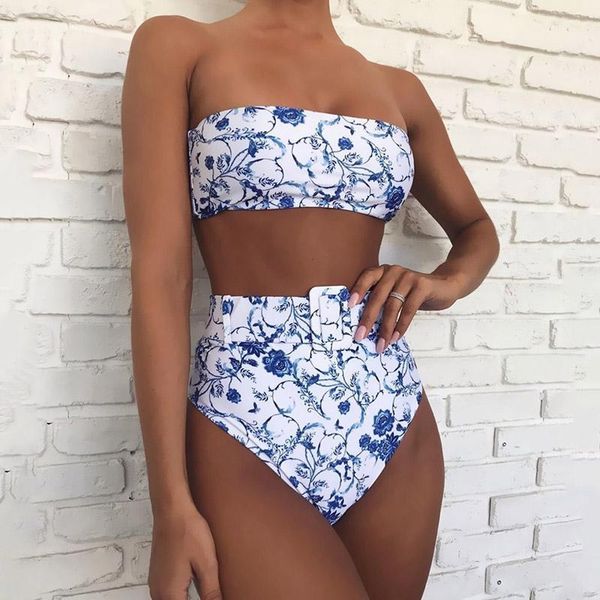 

two piece dress bikini set women high waist swimwear female pieces women's solid push up biquini mujer1, White