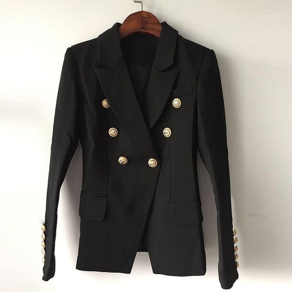 

new fashion 2020 designer blazer jacket women's double breasted metal lion buttons blazer outer size s-xxxl1, White;black