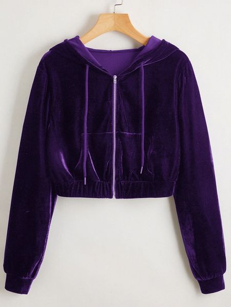

zipper up velvet jacket p7c2#, Black;brown