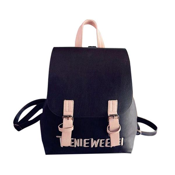 

women zipper & hasp school wild bag solid vintage cool contrast color student leisure backpack leisure travel rucksacks bag