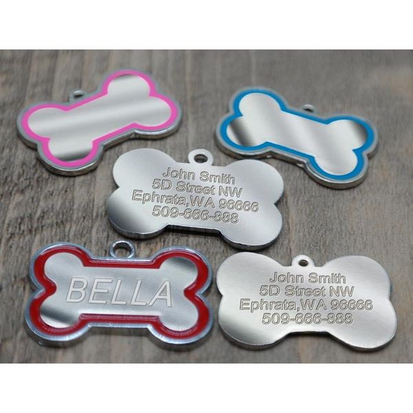 

пользовательские гравированные теги собаки pet personized cat щенок id имя воротничка тег костяная лап воротника аксессуары анти-потерянная